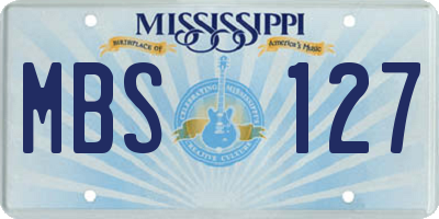 MS license plate MBS127