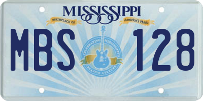 MS license plate MBS128