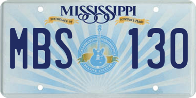MS license plate MBS130