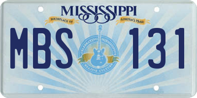 MS license plate MBS131