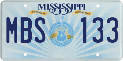 MS license plate MBS133