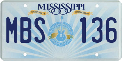 MS license plate MBS136