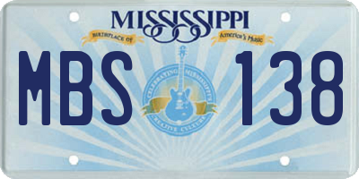 MS license plate MBS138