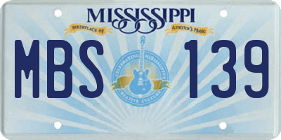 MS license plate MBS139