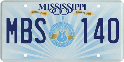 MS license plate MBS140