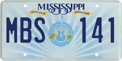 MS license plate MBS141