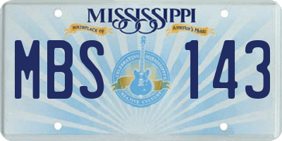 MS license plate MBS143
