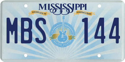 MS license plate MBS144