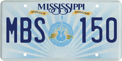 MS license plate MBS150