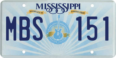MS license plate MBS151
