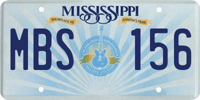 MS license plate MBS156