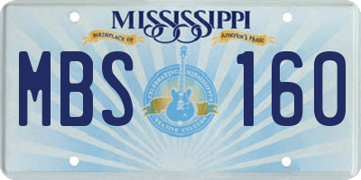 MS license plate MBS160