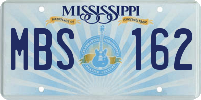 MS license plate MBS162