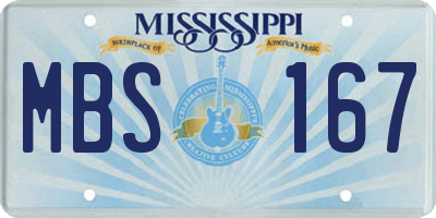 MS license plate MBS167