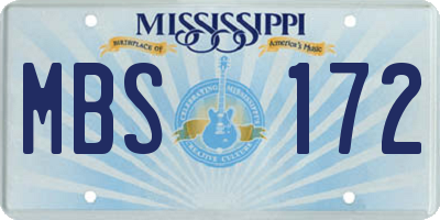 MS license plate MBS172