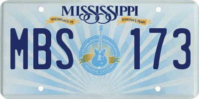 MS license plate MBS173