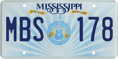 MS license plate MBS178