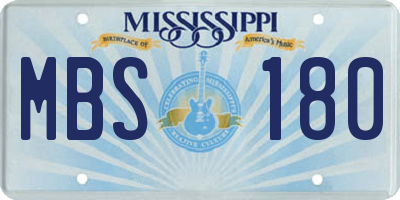 MS license plate MBS180