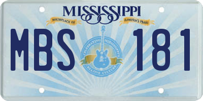 MS license plate MBS181