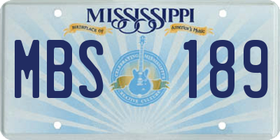 MS license plate MBS189