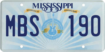 MS license plate MBS190