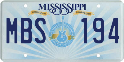 MS license plate MBS194