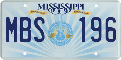 MS license plate MBS196