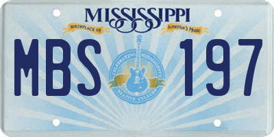 MS license plate MBS197