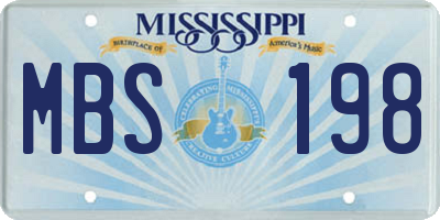 MS license plate MBS198