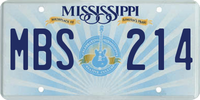 MS license plate MBS214