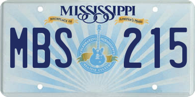 MS license plate MBS215