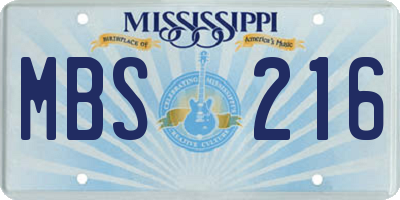 MS license plate MBS216