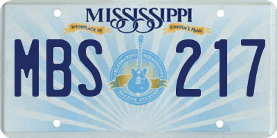 MS license plate MBS217