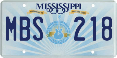 MS license plate MBS218