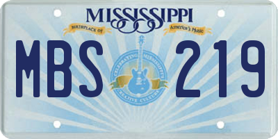 MS license plate MBS219