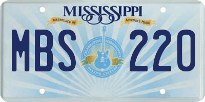 MS license plate MBS220