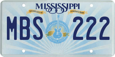 MS license plate MBS222