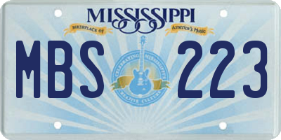 MS license plate MBS223