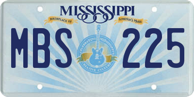 MS license plate MBS225
