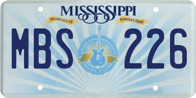 MS license plate MBS226