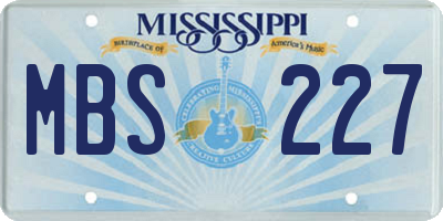 MS license plate MBS227