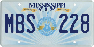 MS license plate MBS228