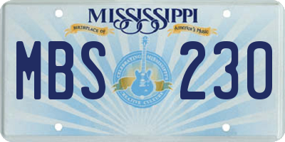 MS license plate MBS230