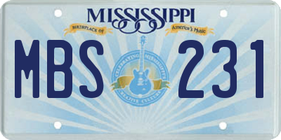 MS license plate MBS231