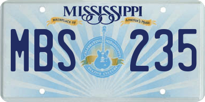 MS license plate MBS235