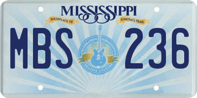MS license plate MBS236