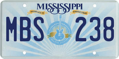 MS license plate MBS238