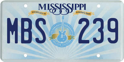 MS license plate MBS239