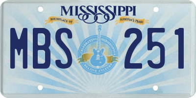 MS license plate MBS251