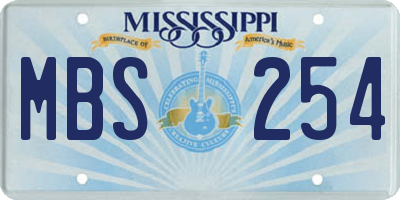 MS license plate MBS254